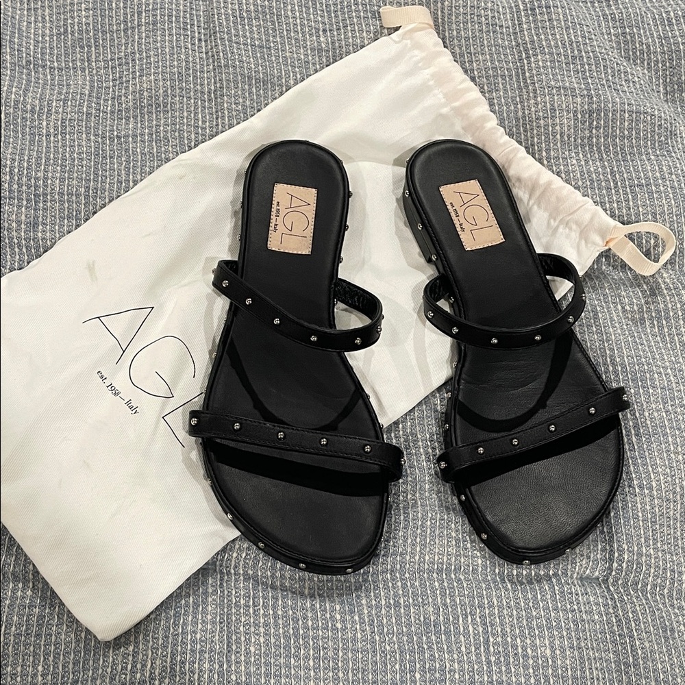 AGL Black Studded Women's Sandals